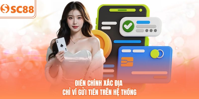 Điền chính xác địa chỉ ví gửi tiền trên hệ thống
